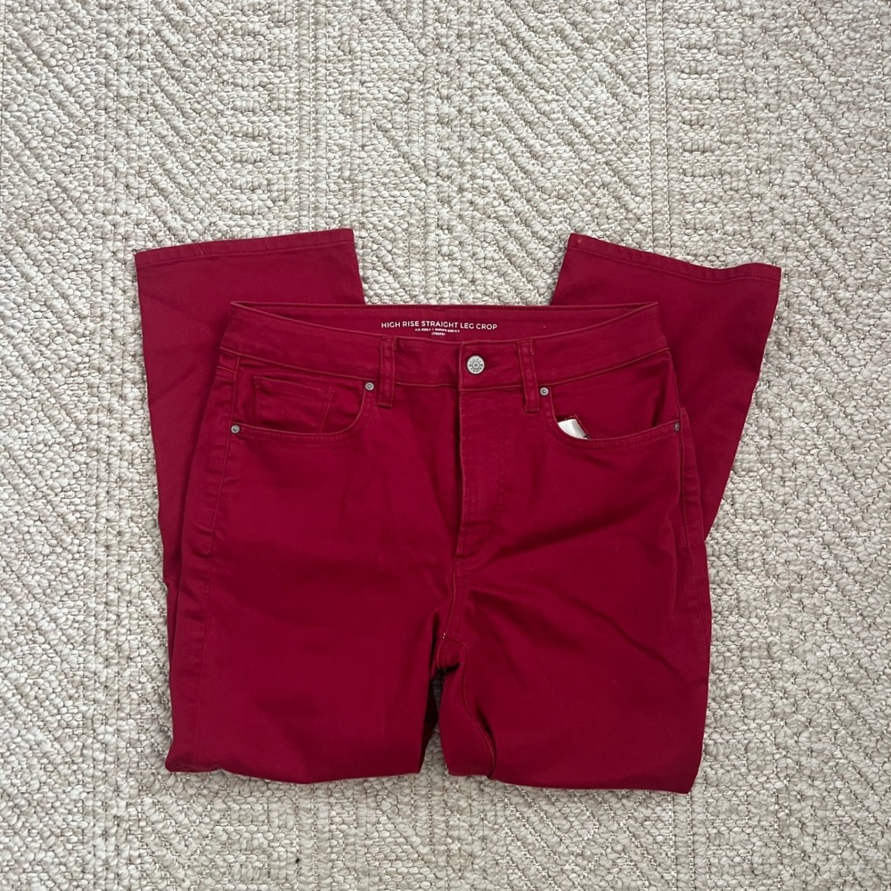 Chicos High Rise Straight Leg Crop Pants Red Size 0.5 US 6 Womens